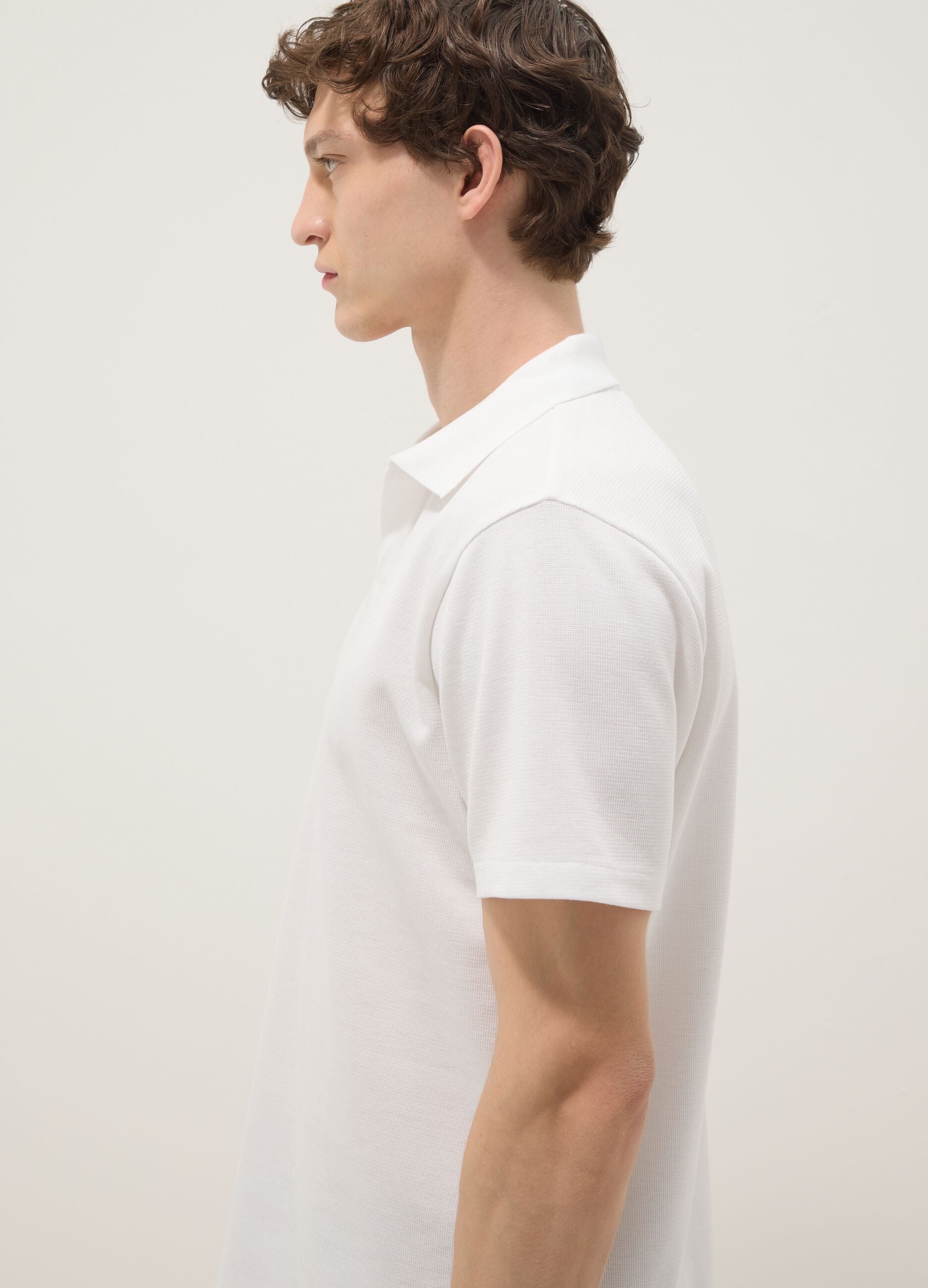 White stretch cotton polo shirt