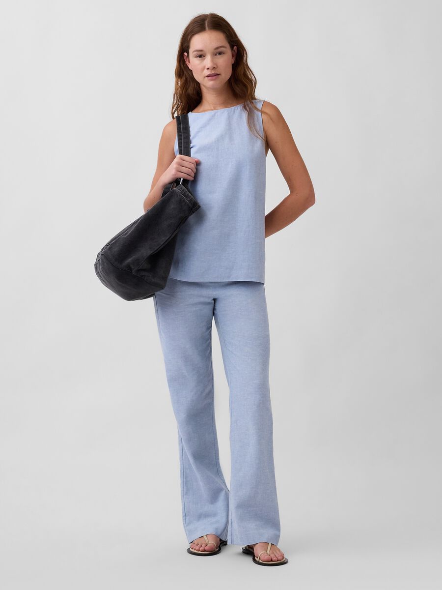 Linen-blend palazzo trousers_0