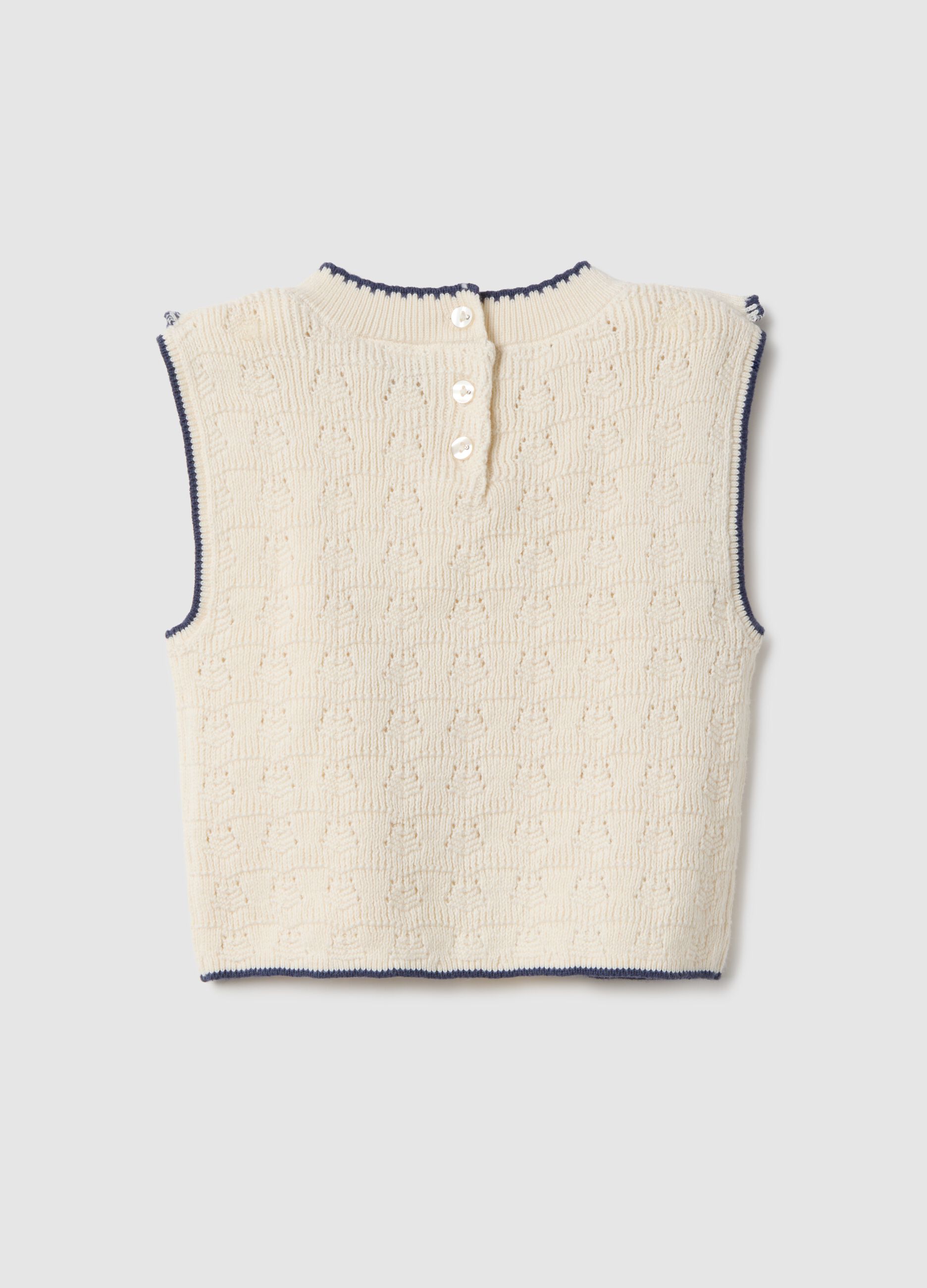 Beige pure cotton regular fit waistcoat for baby girl