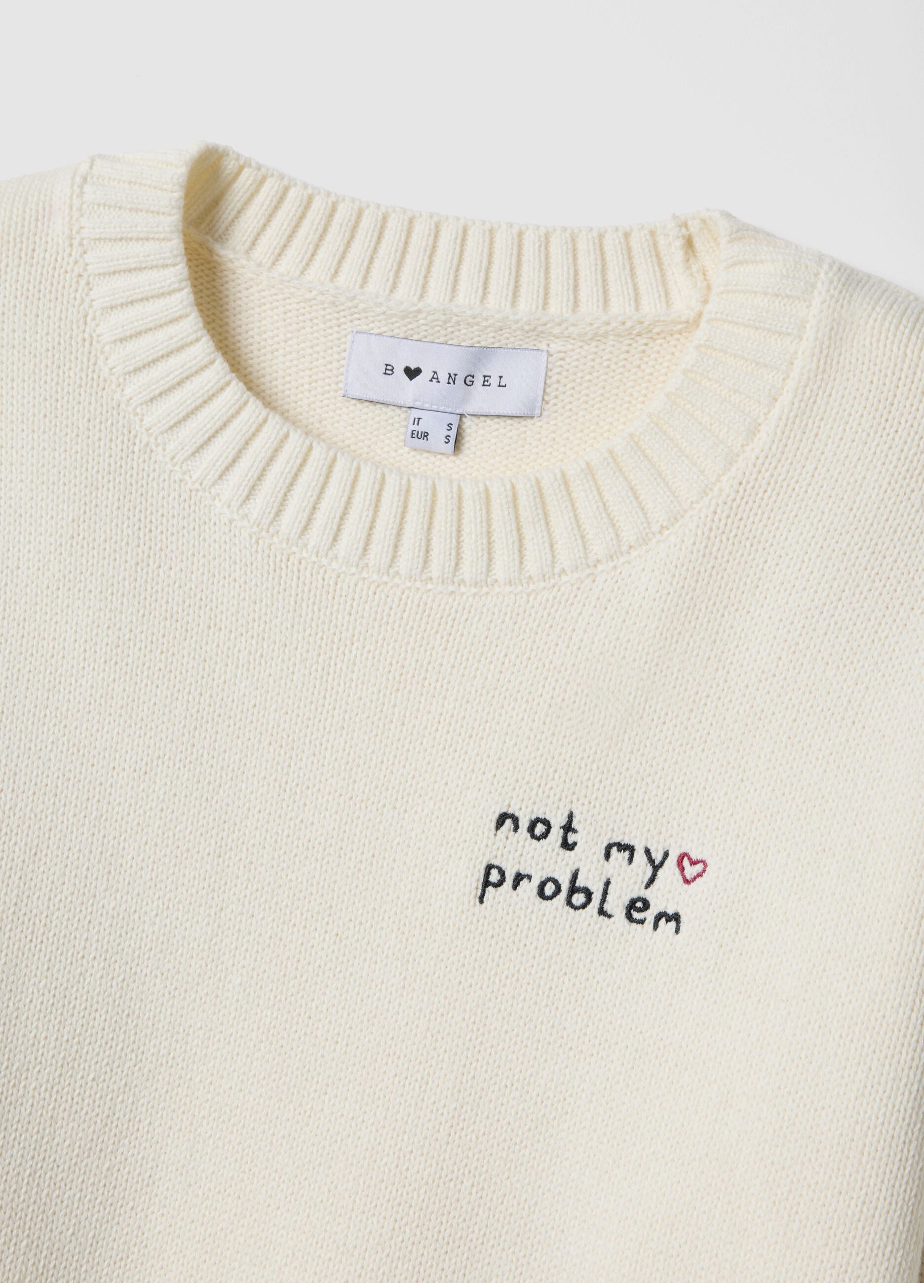 Regular fit white cotton blend pullover