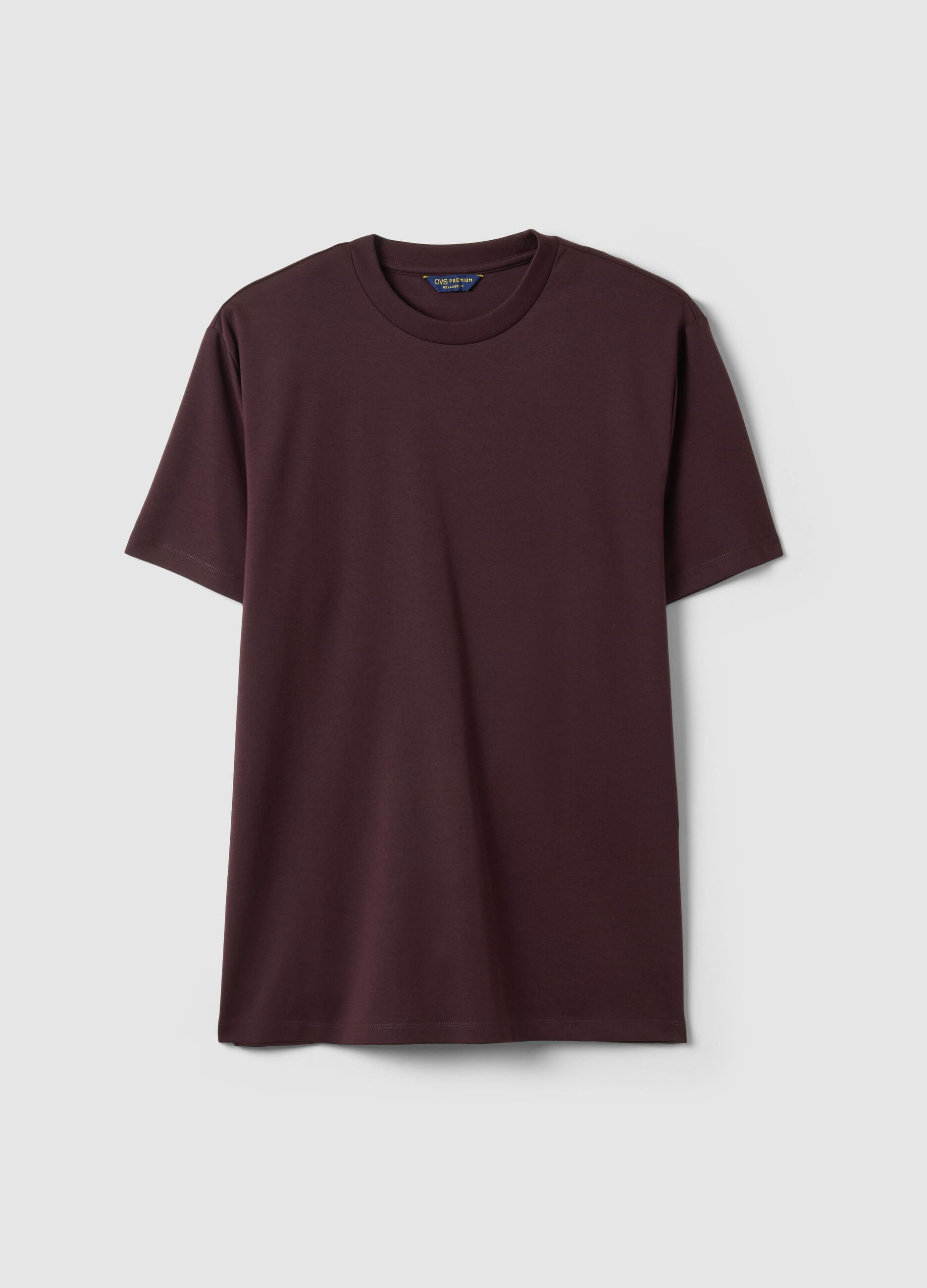 Brown pure cotton crew neck T-shirt regular fit