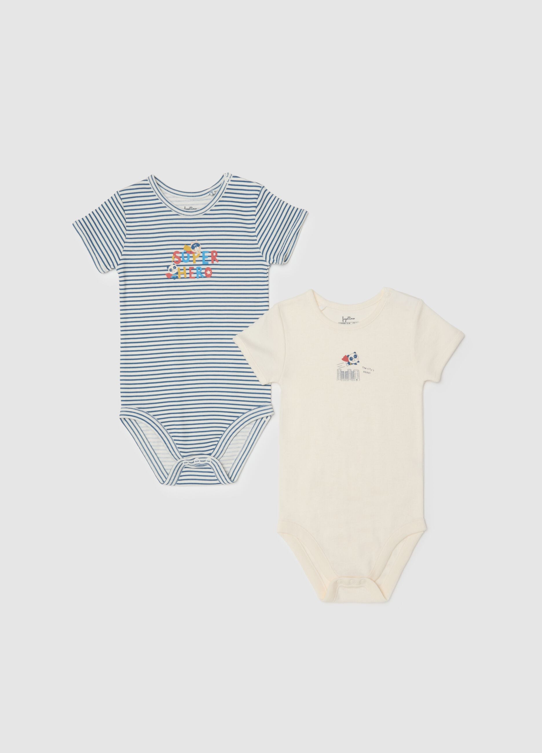 Multi-coloured pure cotton bodysuit twin-pack for newborns