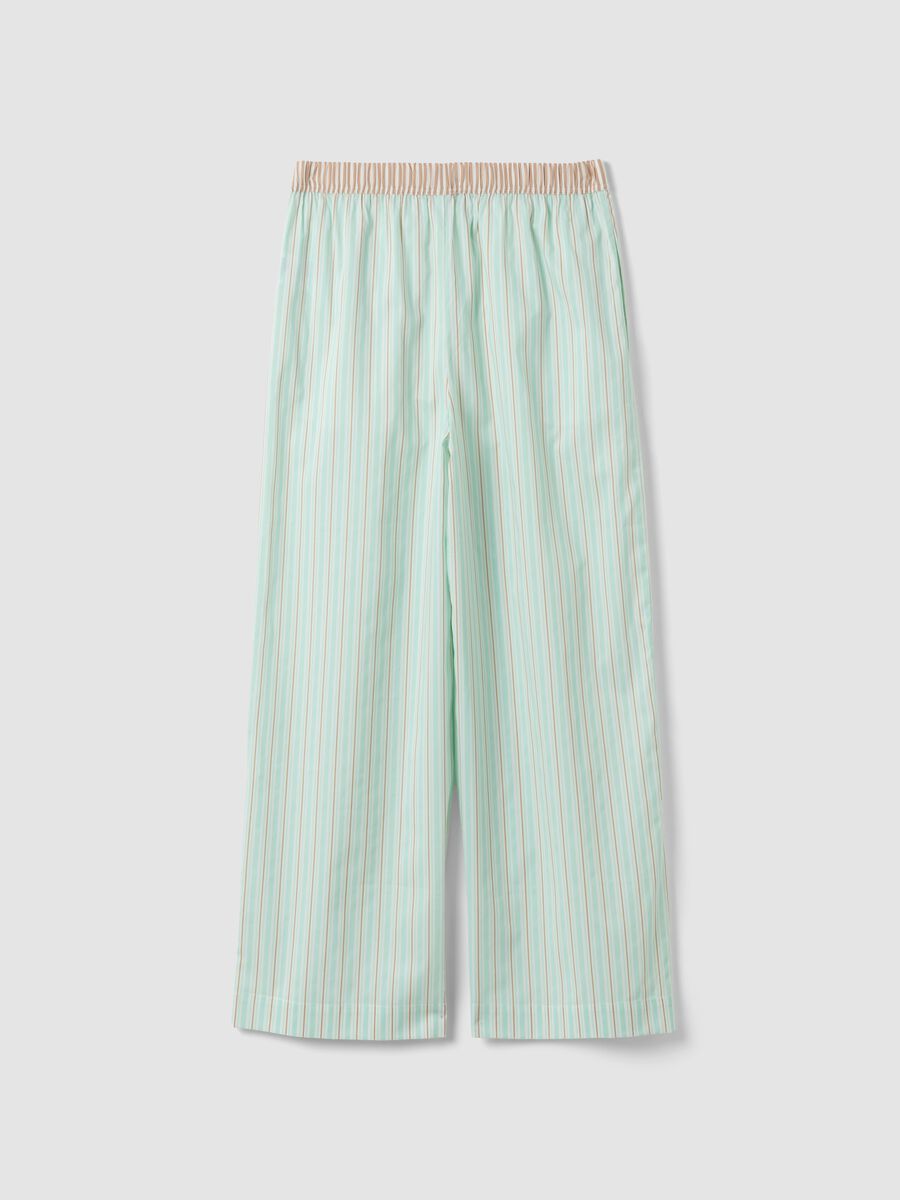 Green striped stretch cotton-blend poplin pyjama trousers_5