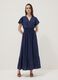 Long blue pure-viscose dress with wrap V-neck, regular fit_2