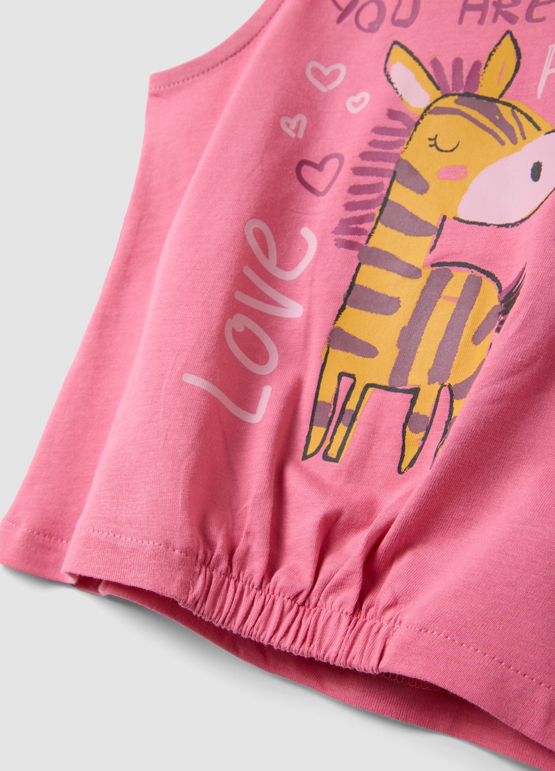 Pink and yellow pure cotton top and shorts set for baby girl