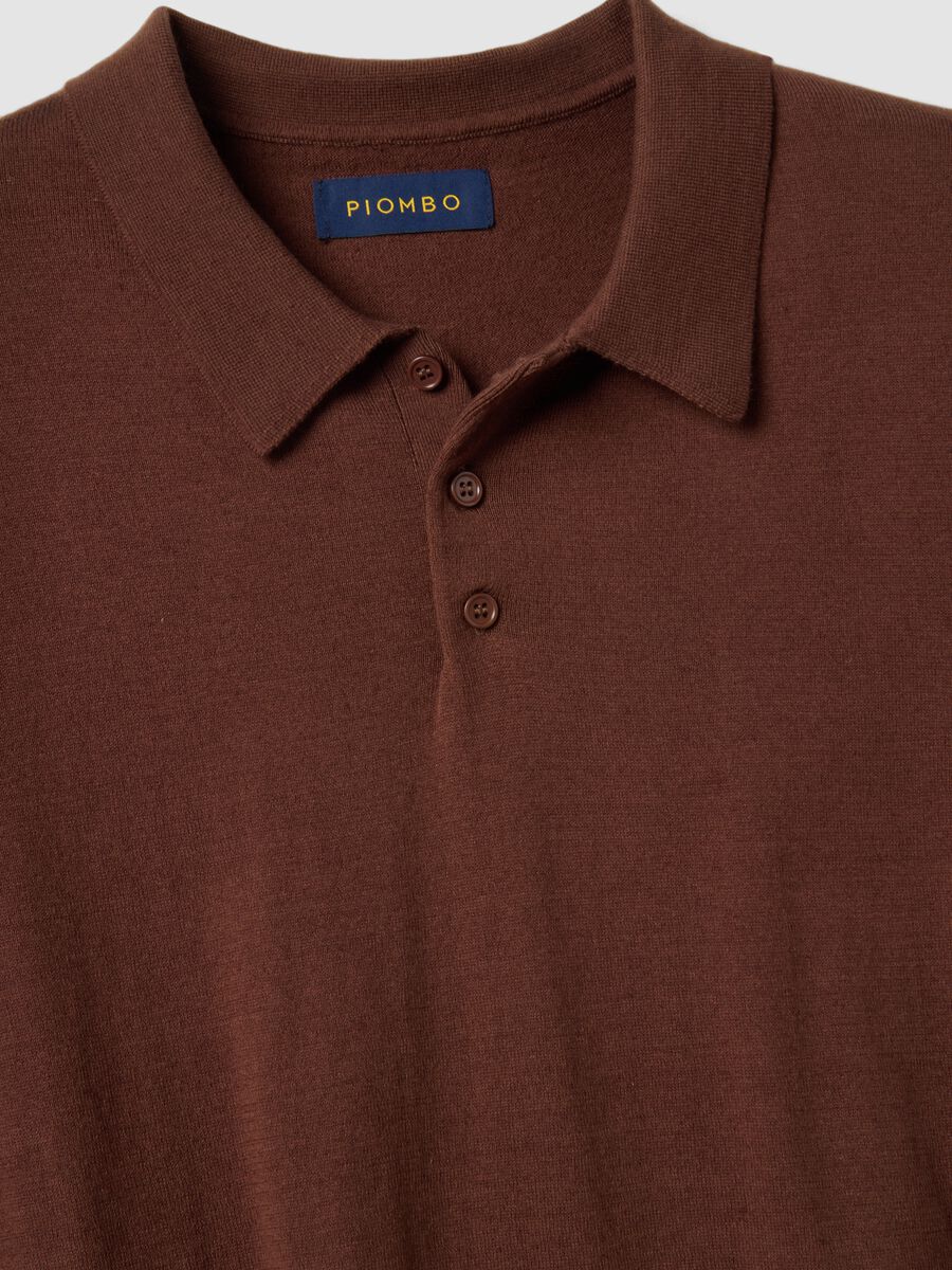 Polo in misto cotone, lino e seta marrone regular fit_5
