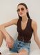 Brown viscose blend waistcoat regular fit deep V_0