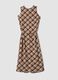 Brown checked pure viscose midi dress, regular fit_4