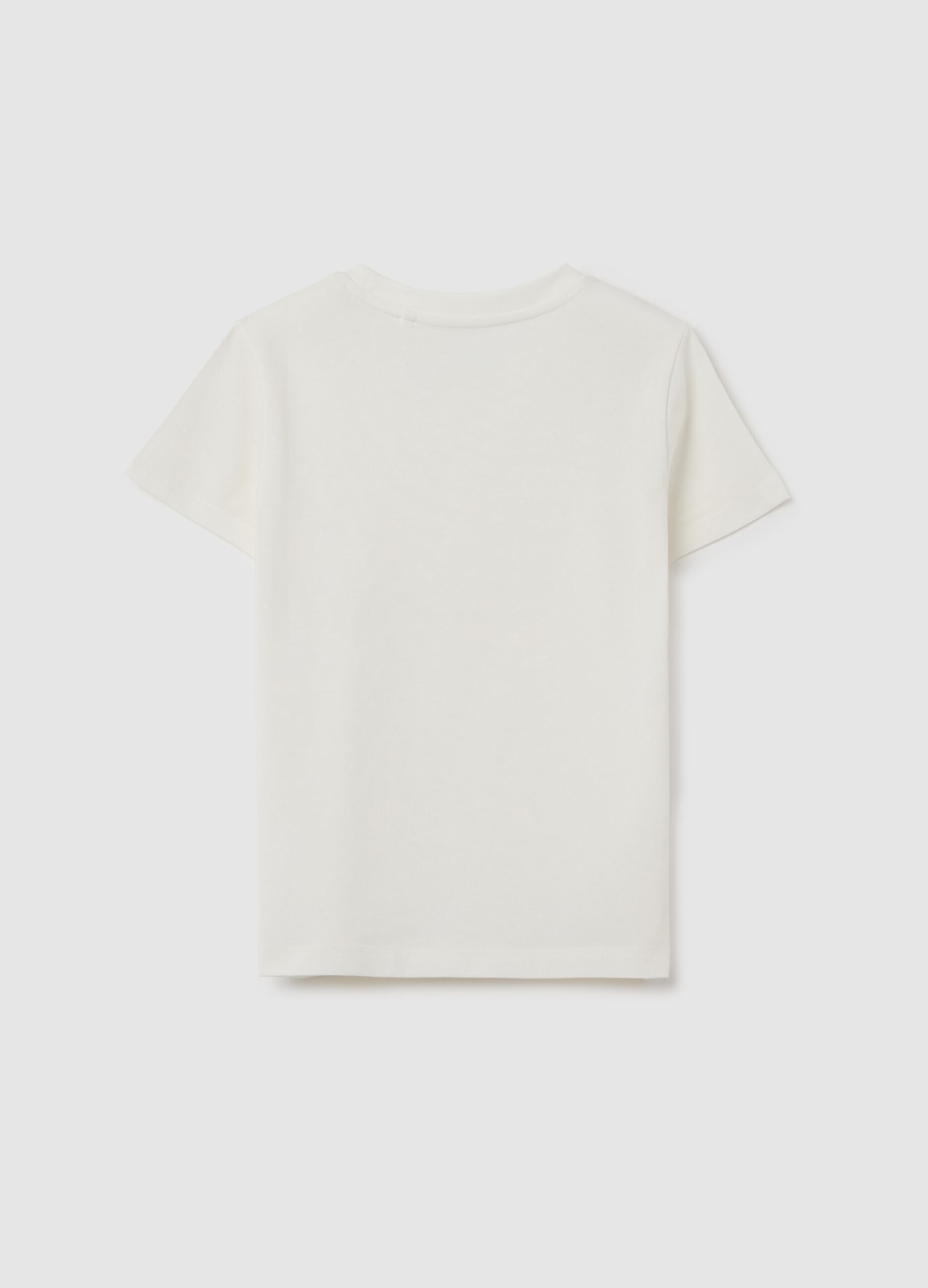 Girls&rsquo; white fitted T-shirt in stretch cotton