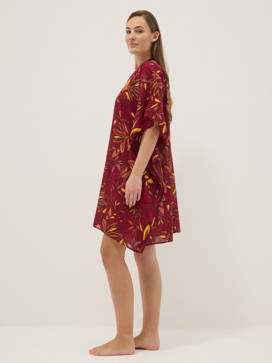 Multicolour pure cotton beach cover-up with floral print_1