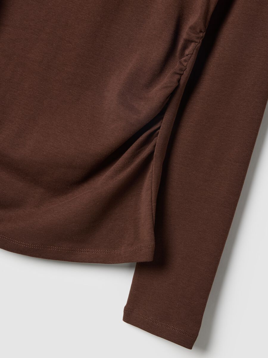 Brown long sleeve pure cotton regular fit T-shirt_5