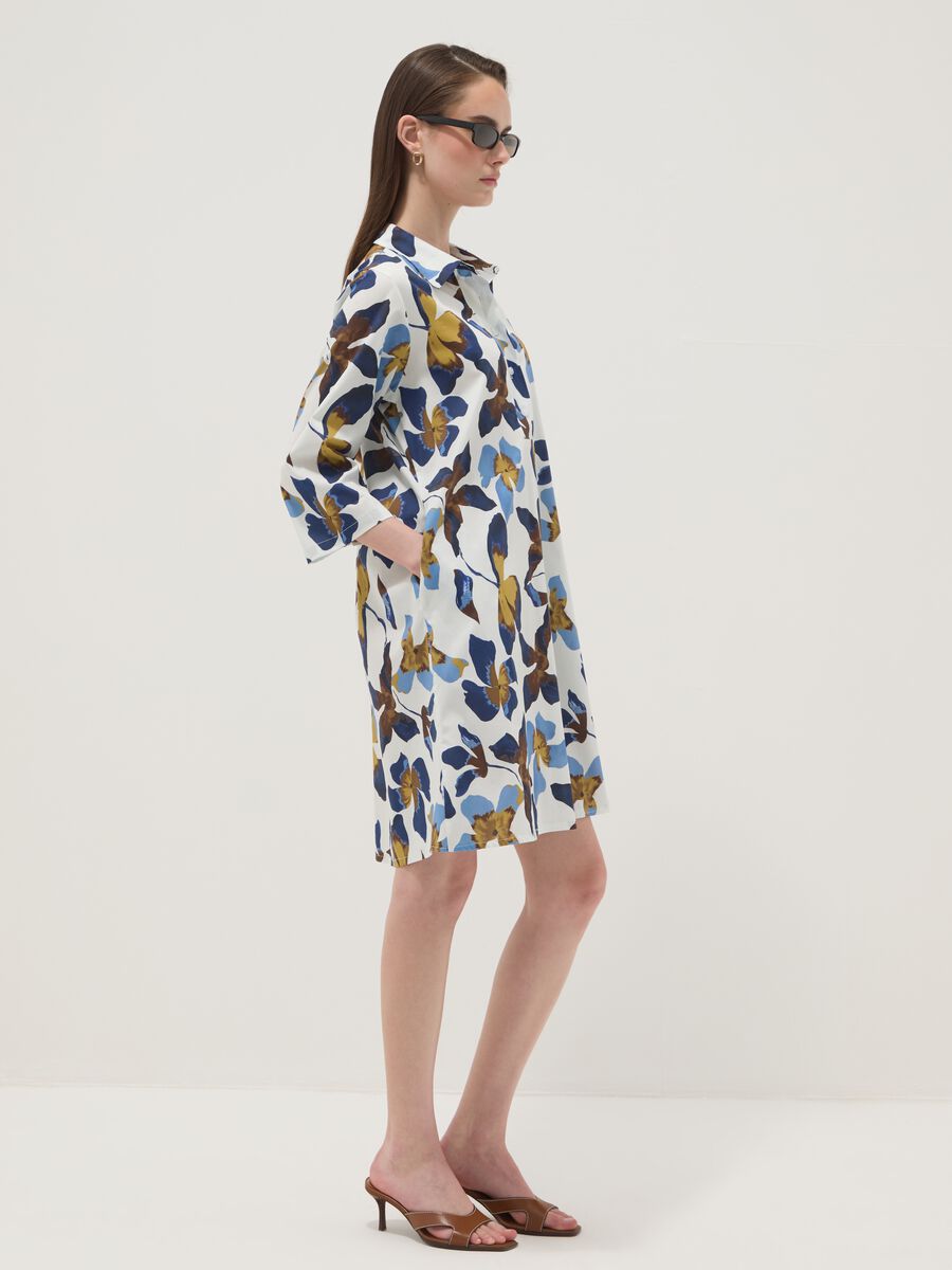 Multicolour floral print oversized stretch cotton dress_0