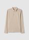 Beige long-sleeve pure cotton polo regular fit_4