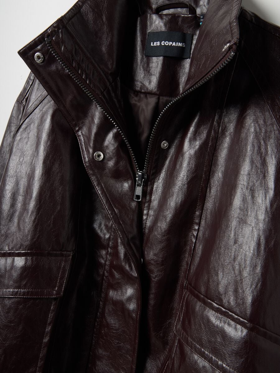Shiny brown oversized viscose-blend jacket_5