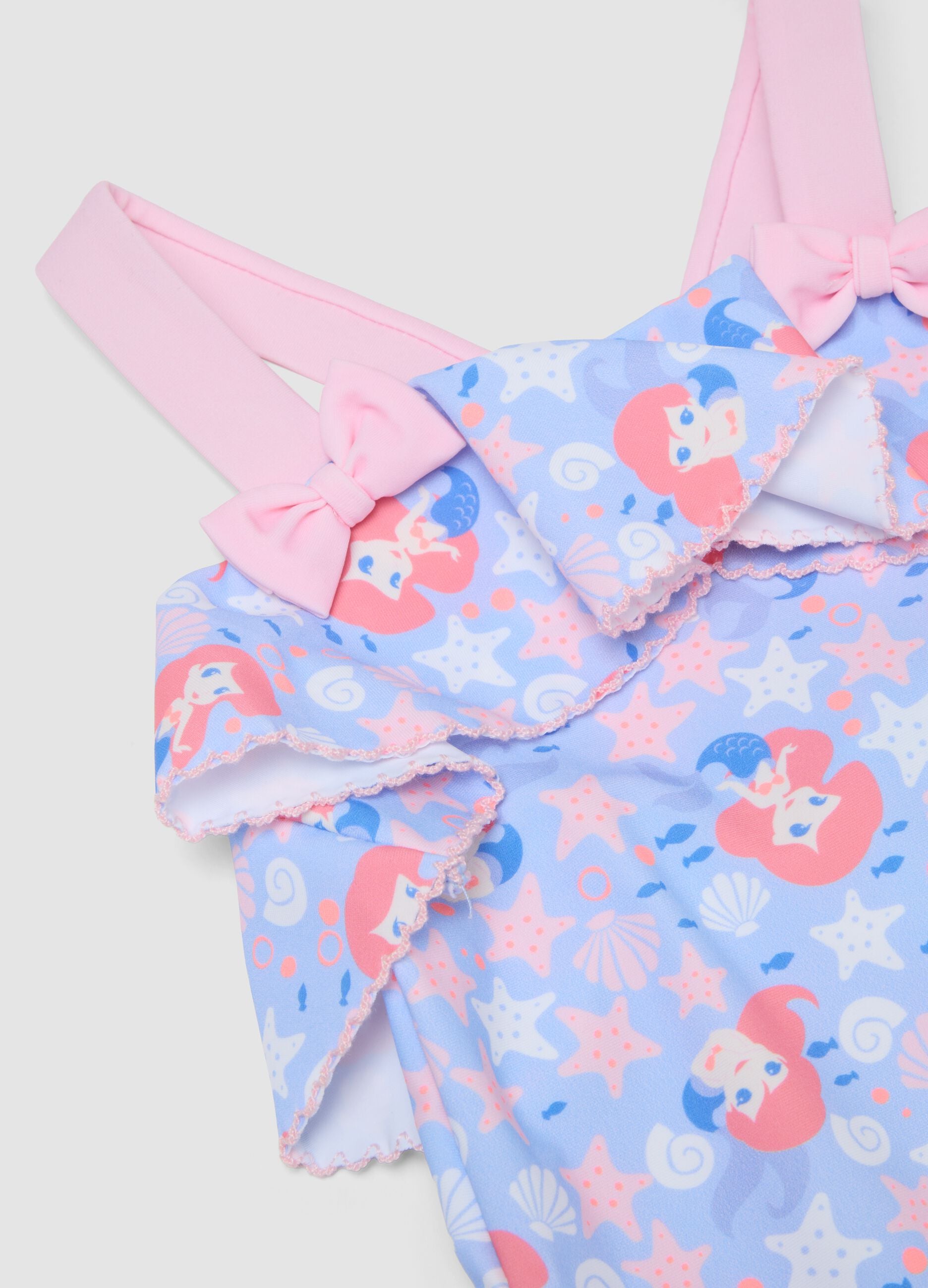 Light Blue Girls&rsquo; Stretch Swimsuit with Disney&rsquo;s The Little Mermaid Print