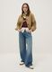 Regular fit beige pure cotton jacket with contrast collar_1