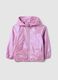 Metallic pink children's regular fit jacket with zip and hood_0