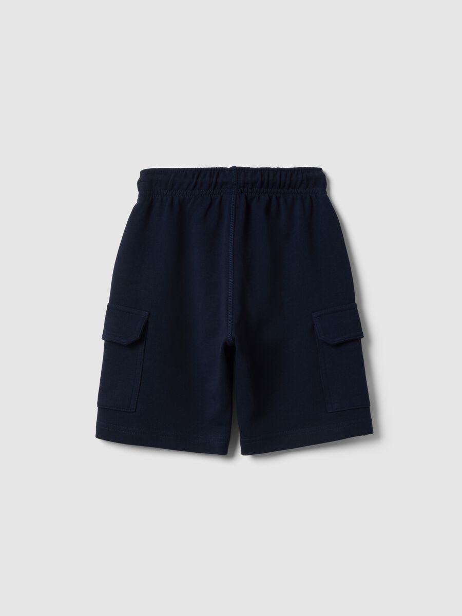 Boys&rsquo; blue 100% cotton regular-fit shorts with elasticated waistband_1