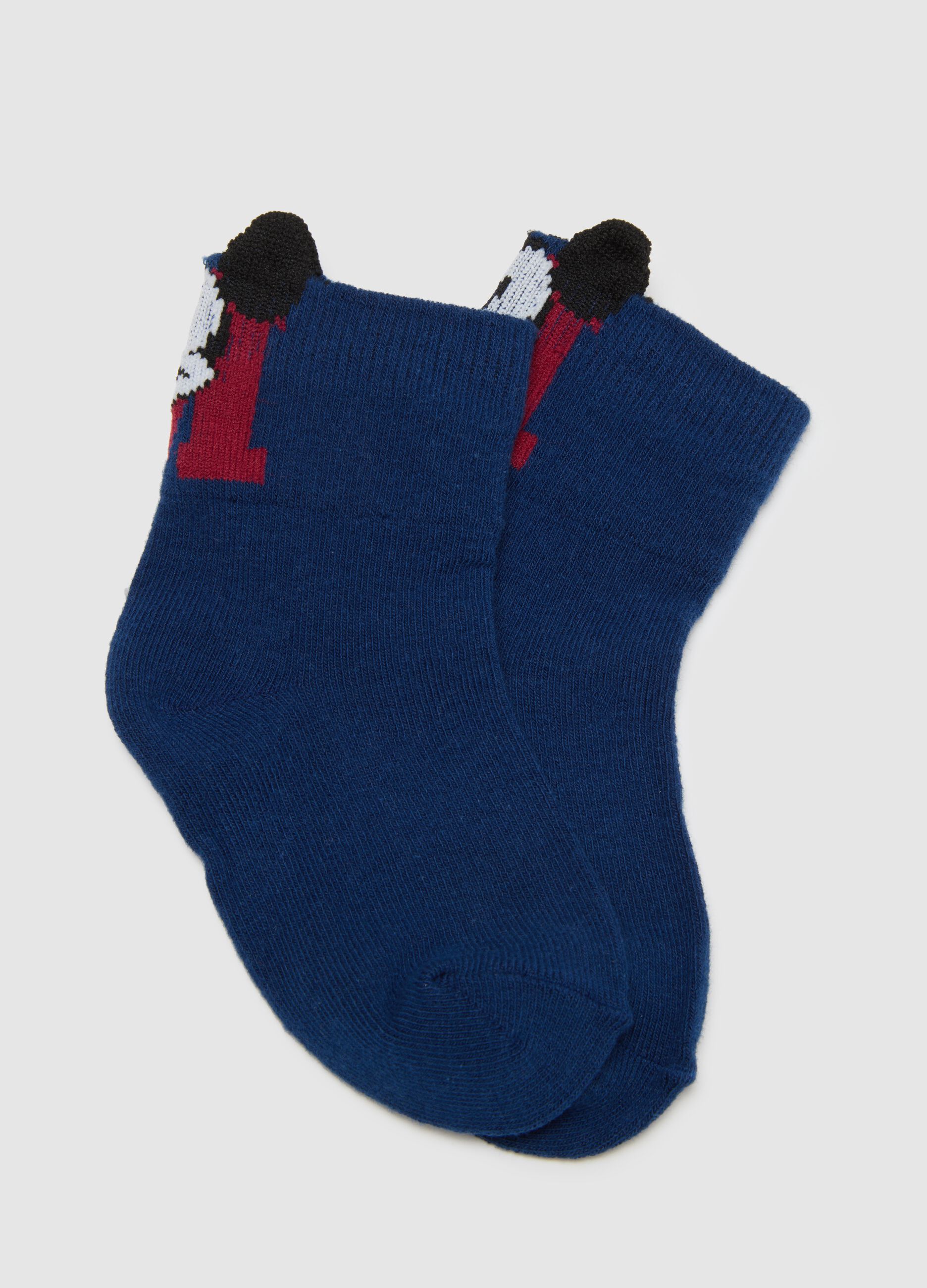 Multicolour cotton blend socks twin-pack for infants with Disney embroidery
