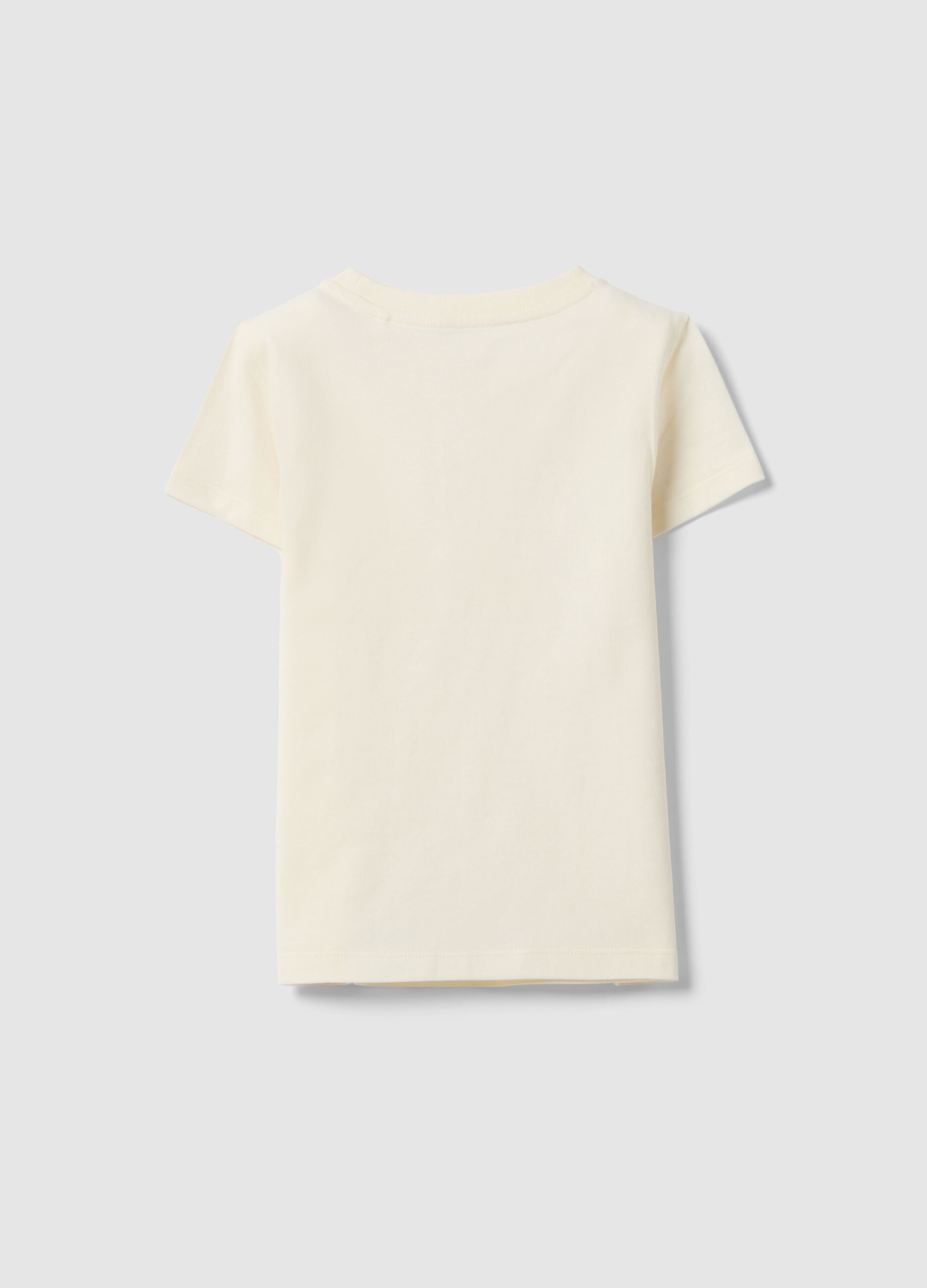 Girls' white pure cotton regular-fit T-shirt with print