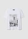 White pure cotton T-shirt with graphic print, regular fit_0