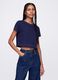 Blue cropped T-shirt in cotton_0