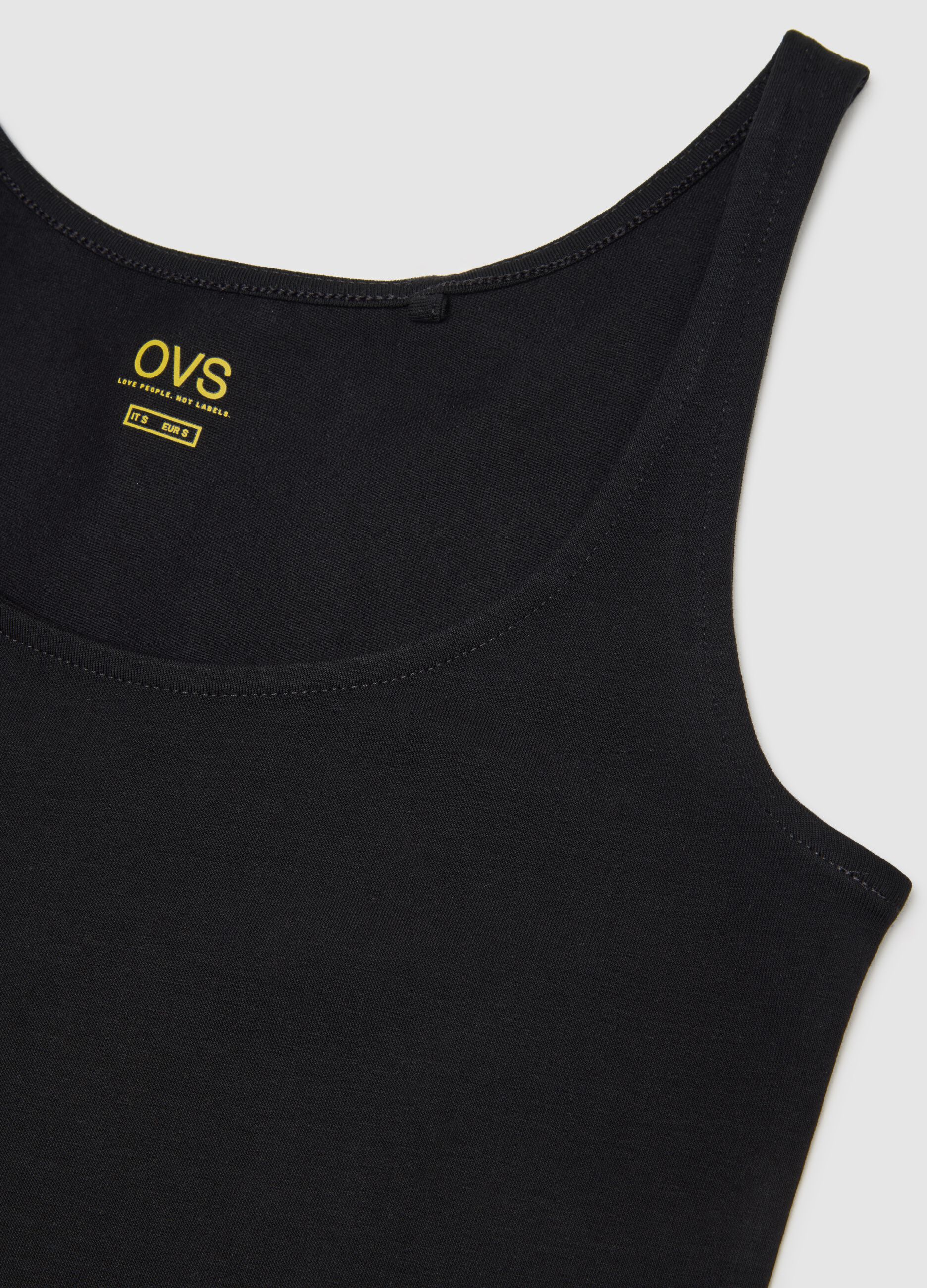 Stretch cotton vest with wide shoulder straps