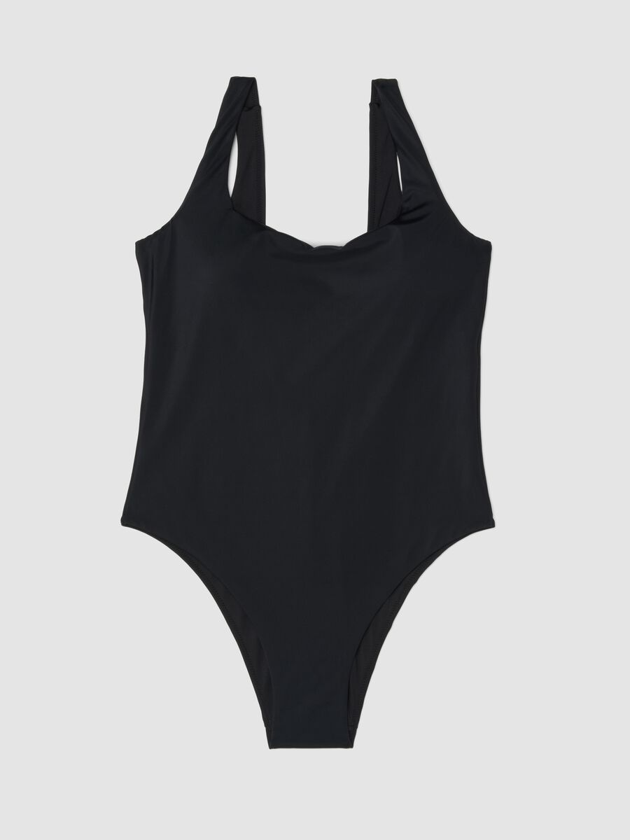 Black Stretch One-Piece Swimsuit with Padding_4