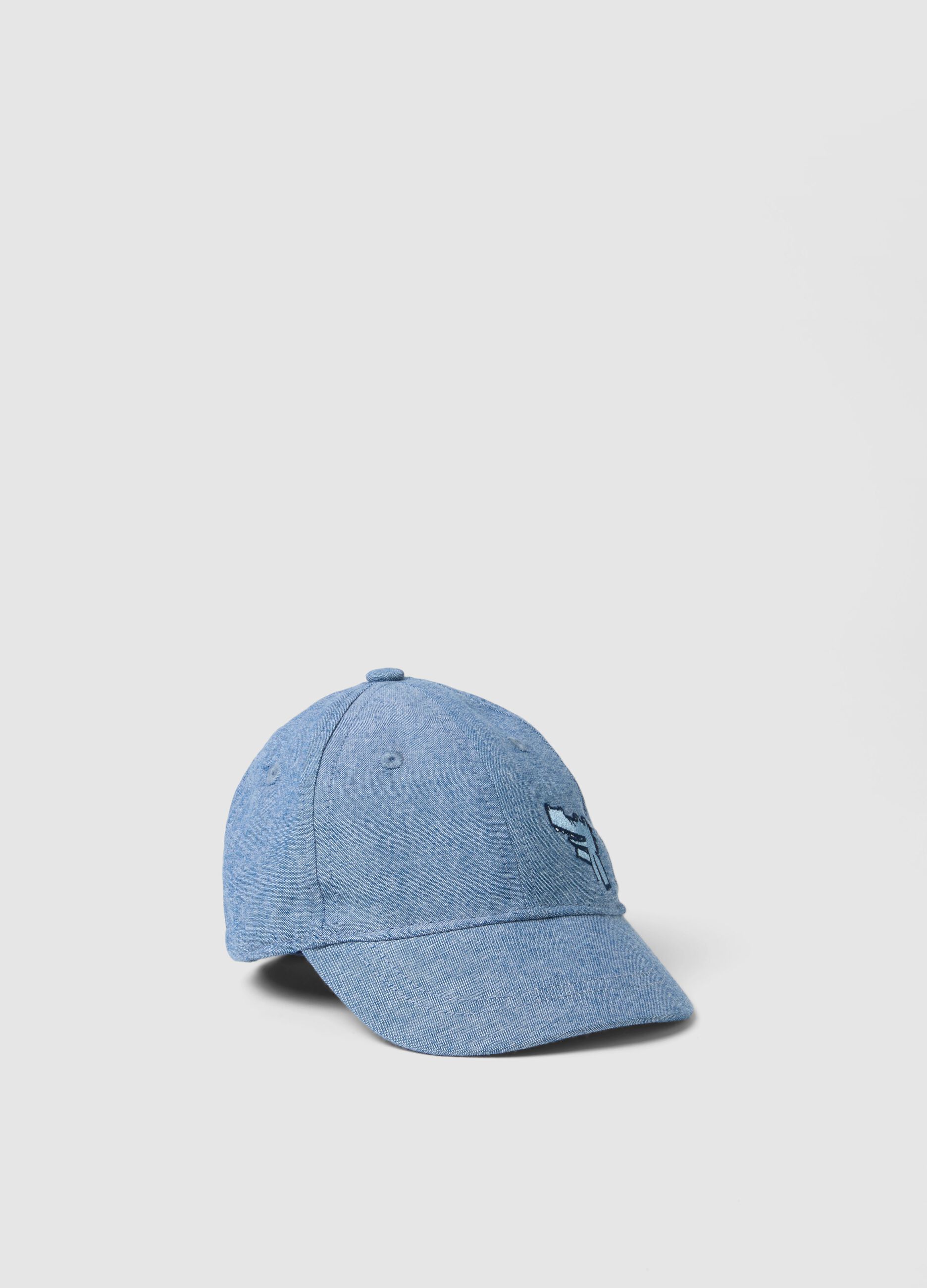 Baby blue denim pure cotton hat with crocodile
