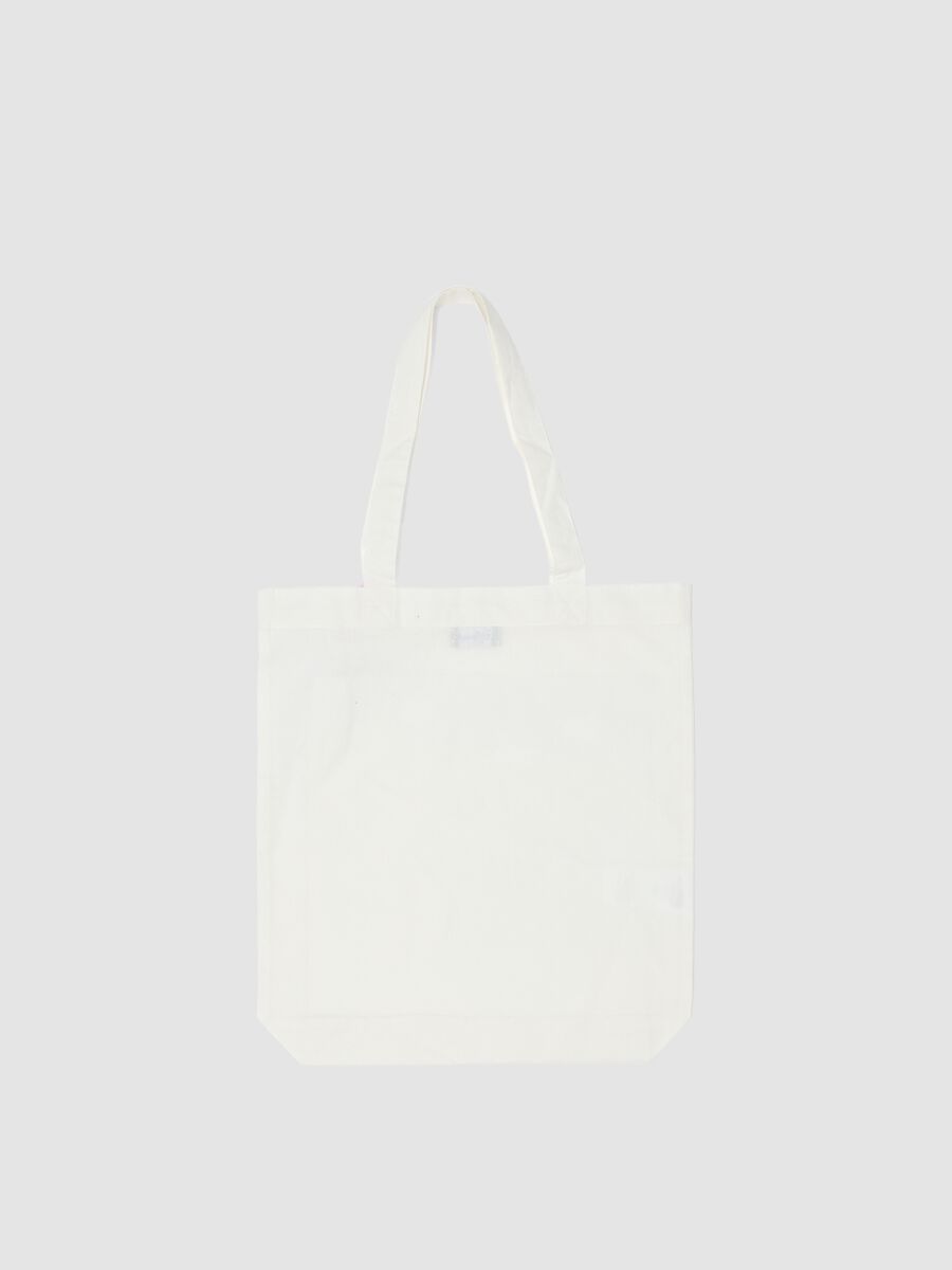 White pure cotton shoulder bag with Stitch print_1