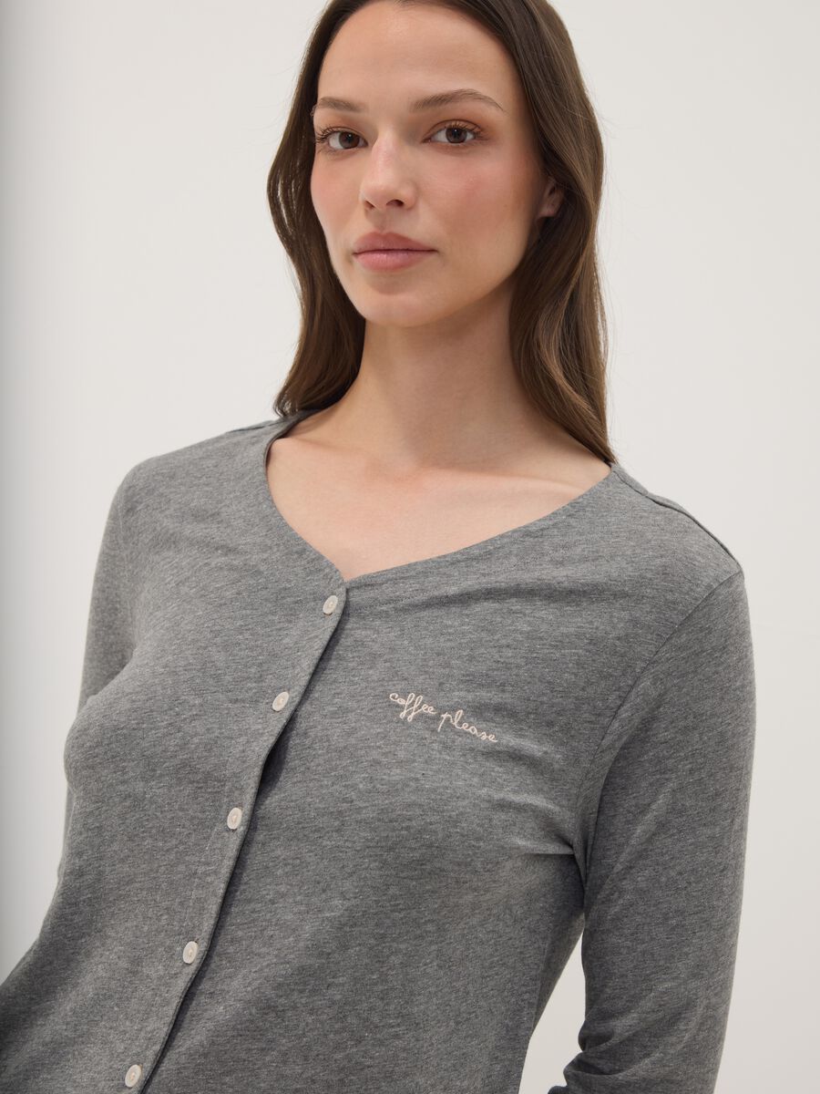 Grey cotton-viscose blend pyjama T-shirt_0