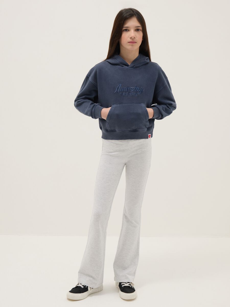 Grey cotton stretch flare fit leggings for girls_0