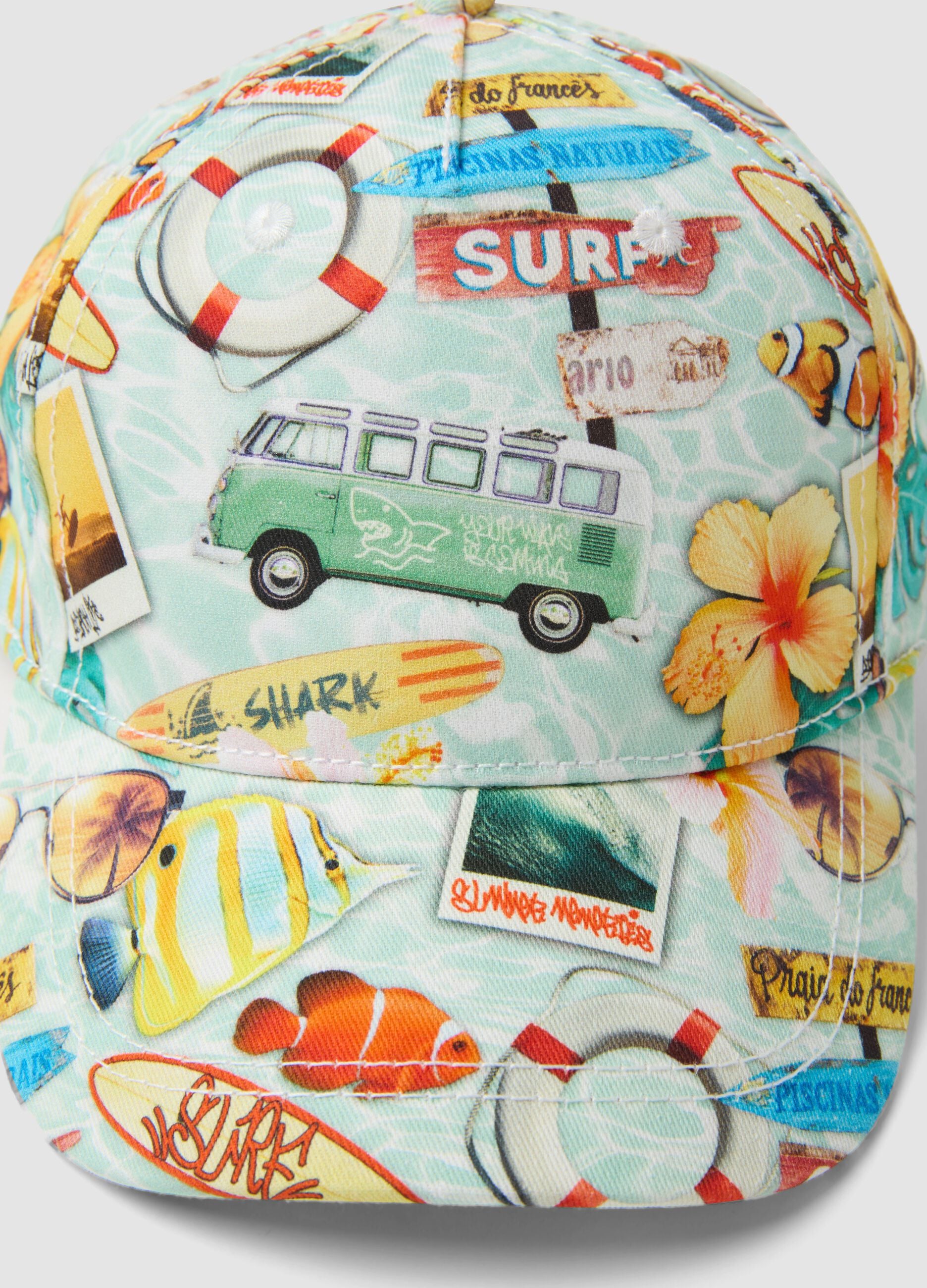 Multicoloured cotton children's baseball cap with designs