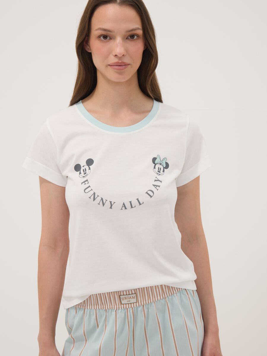 White organic cotton Mickey Mouse print pyjama T-shirt_0