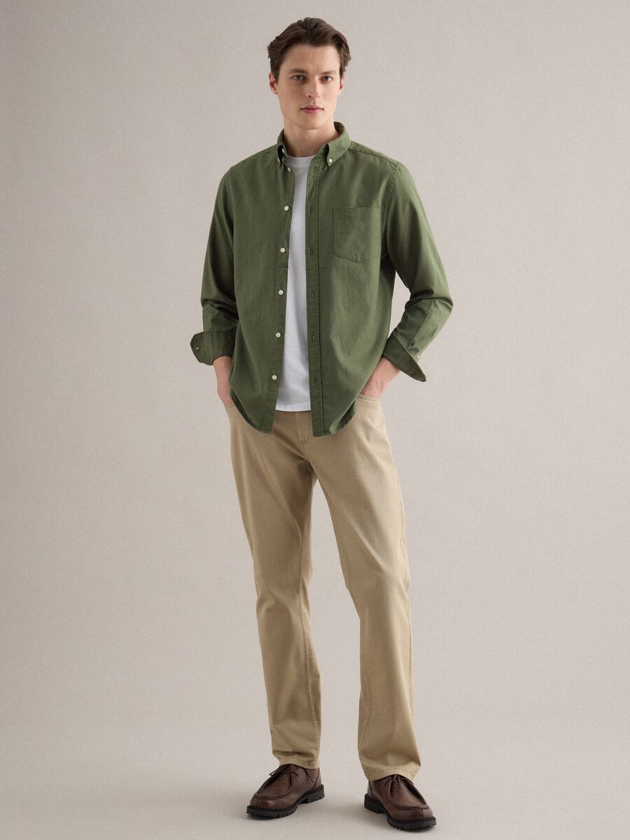Green pure cotton regular fit shirt_1