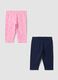 2-pack multicolour stretch cotton leggings for baby girl_0