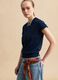 Regular fit blue cotton blend short sleeve t-shirt_0