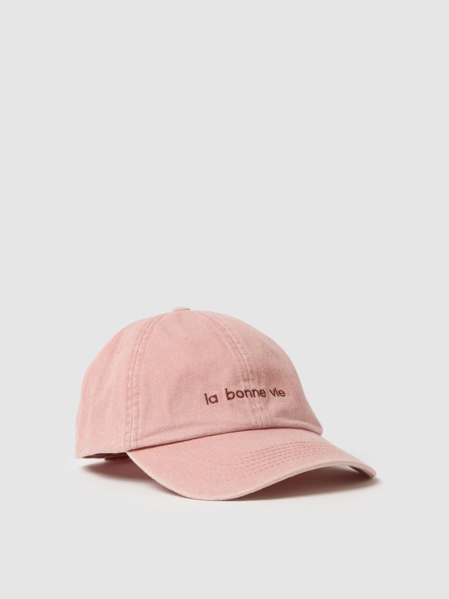 Pink pure cotton baseball cap with embroidery_0