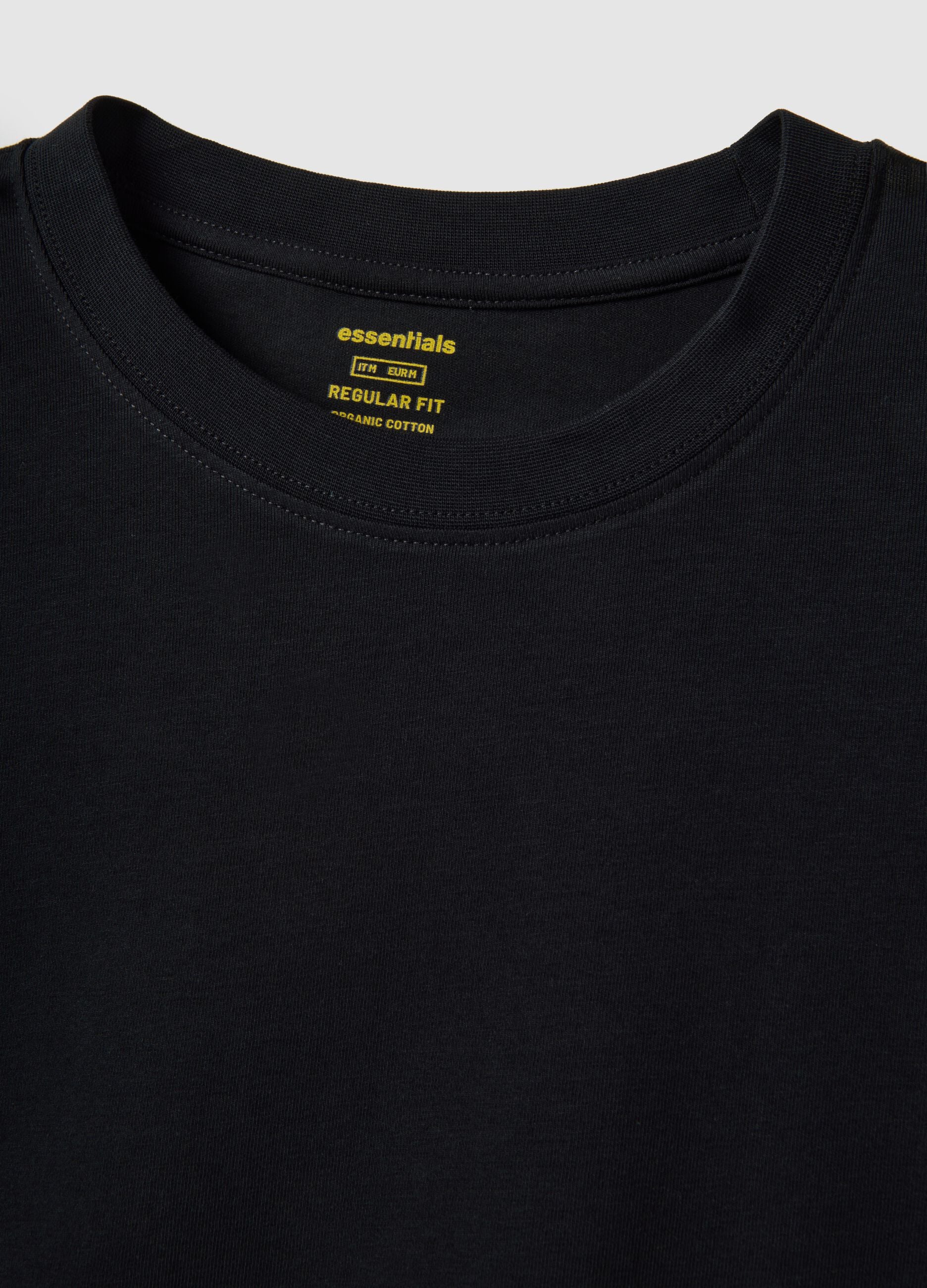 Black long sleeve stretch cotton regular fit T-shirt