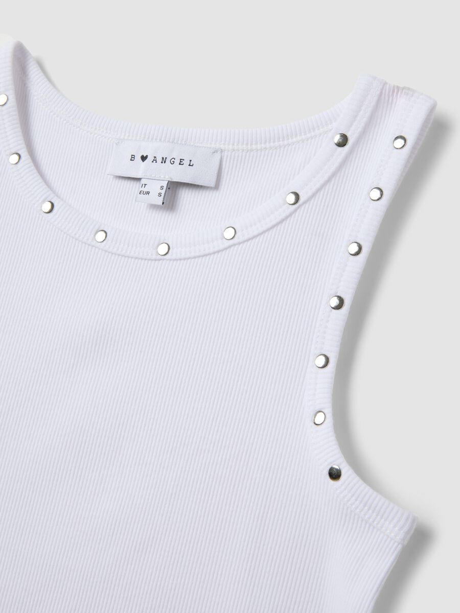 Tank top bianco in cotone elasticizzato_5
