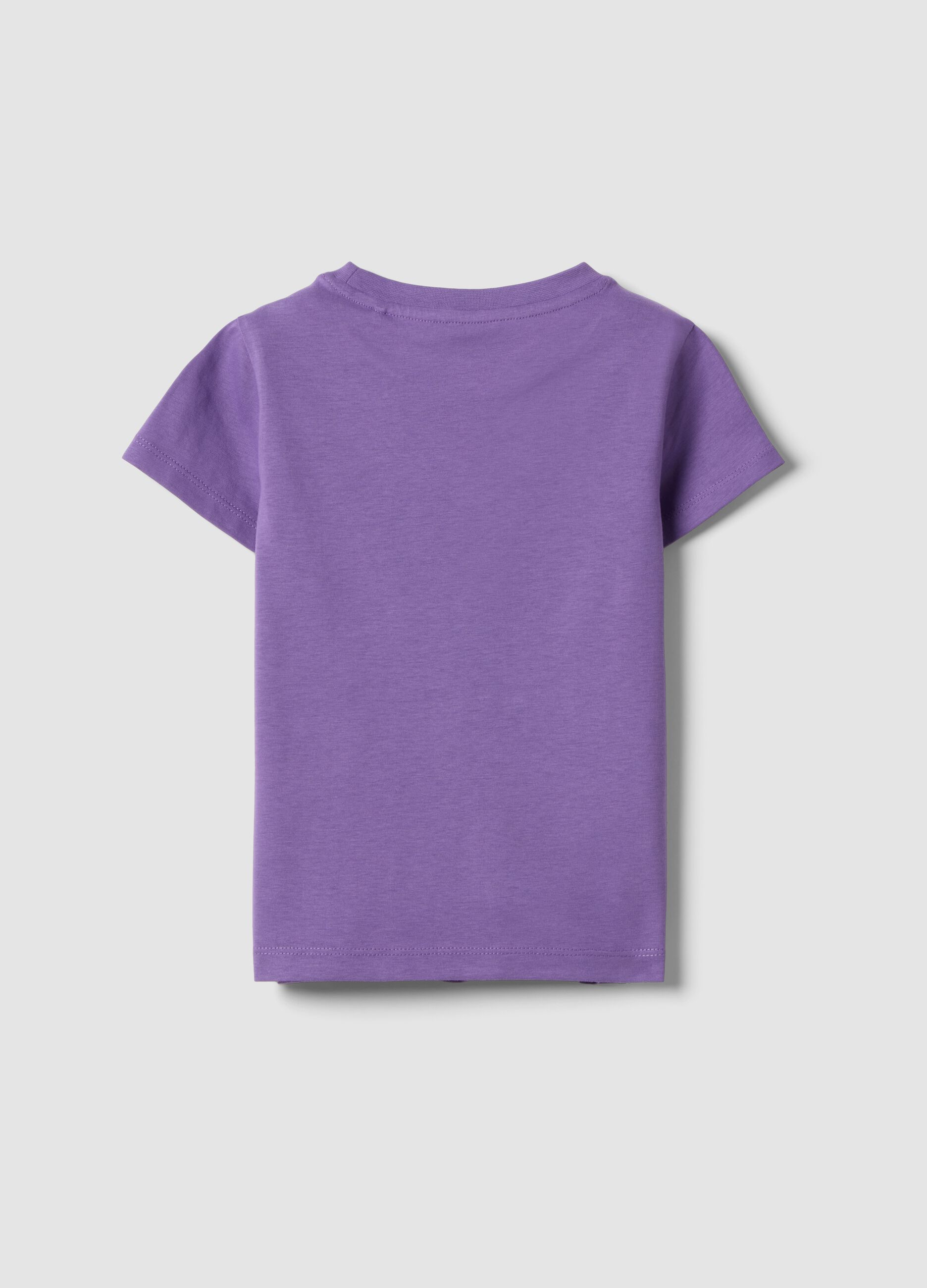Girls' regular fit purple pure cotton t-shirt with print