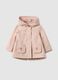 Regular fit pink cotton blend girl's jacket with hood and embroidery_0