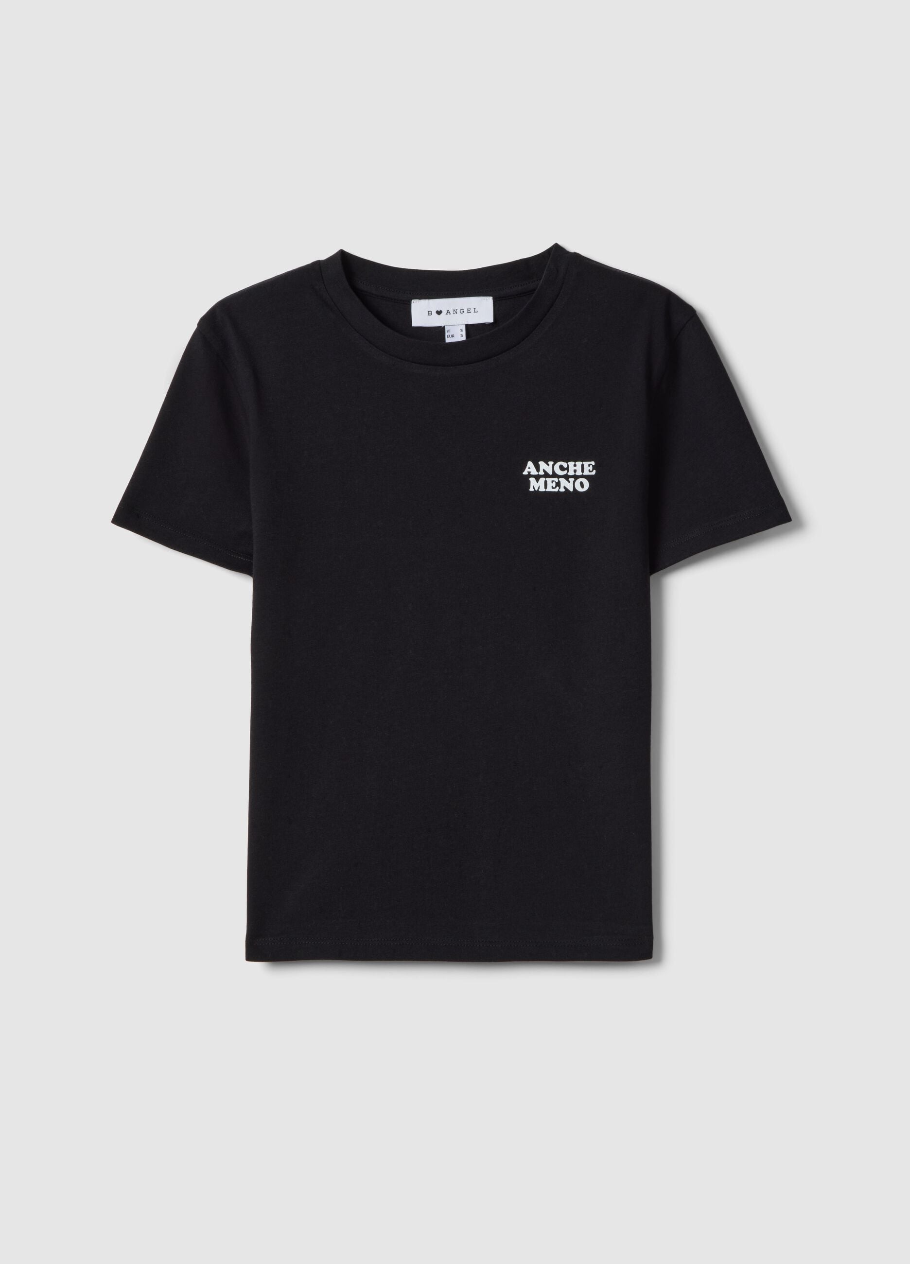 Black slim fit pure cotton T-shirt with print