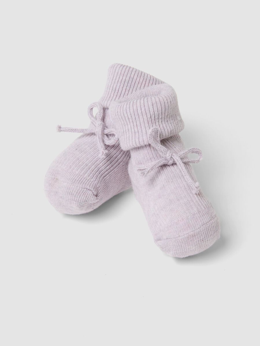 Pink organic cotton knitted baby girl booties_1