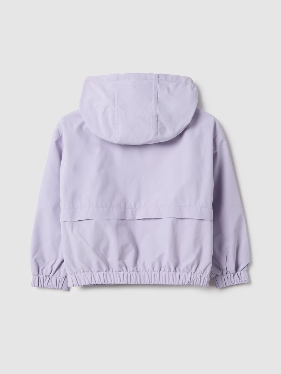 Purple waterproof regular fit jacket with hood for girls_1