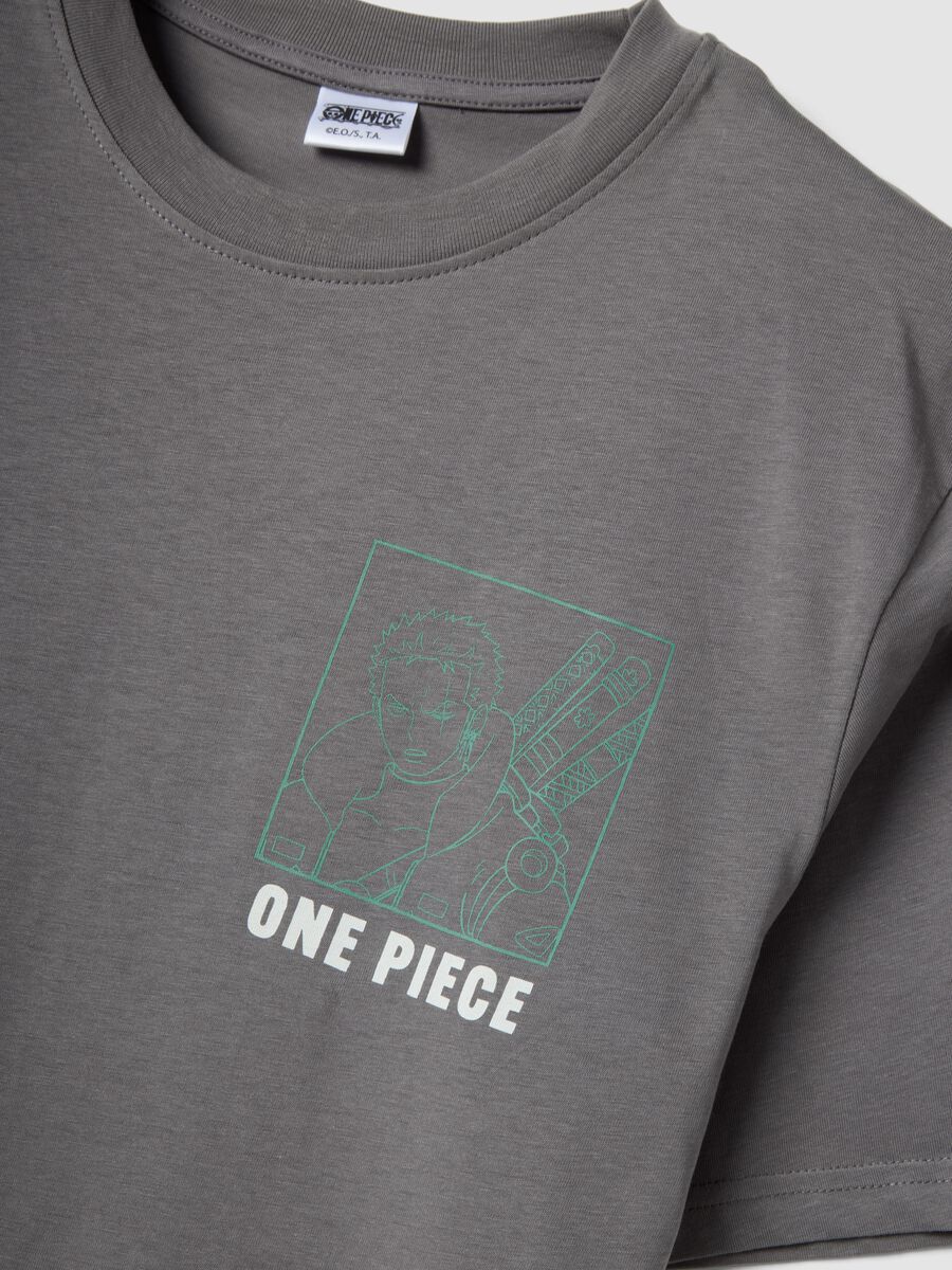 Grey One Piece print T-shirt in pure cotton, relaxed fit_5