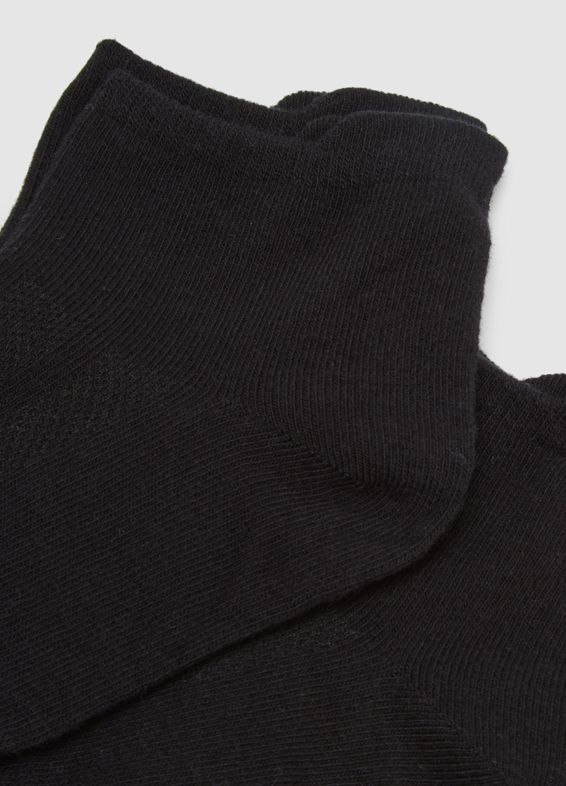 Three-pack of black cotton blend ankle sports socks, regular fit