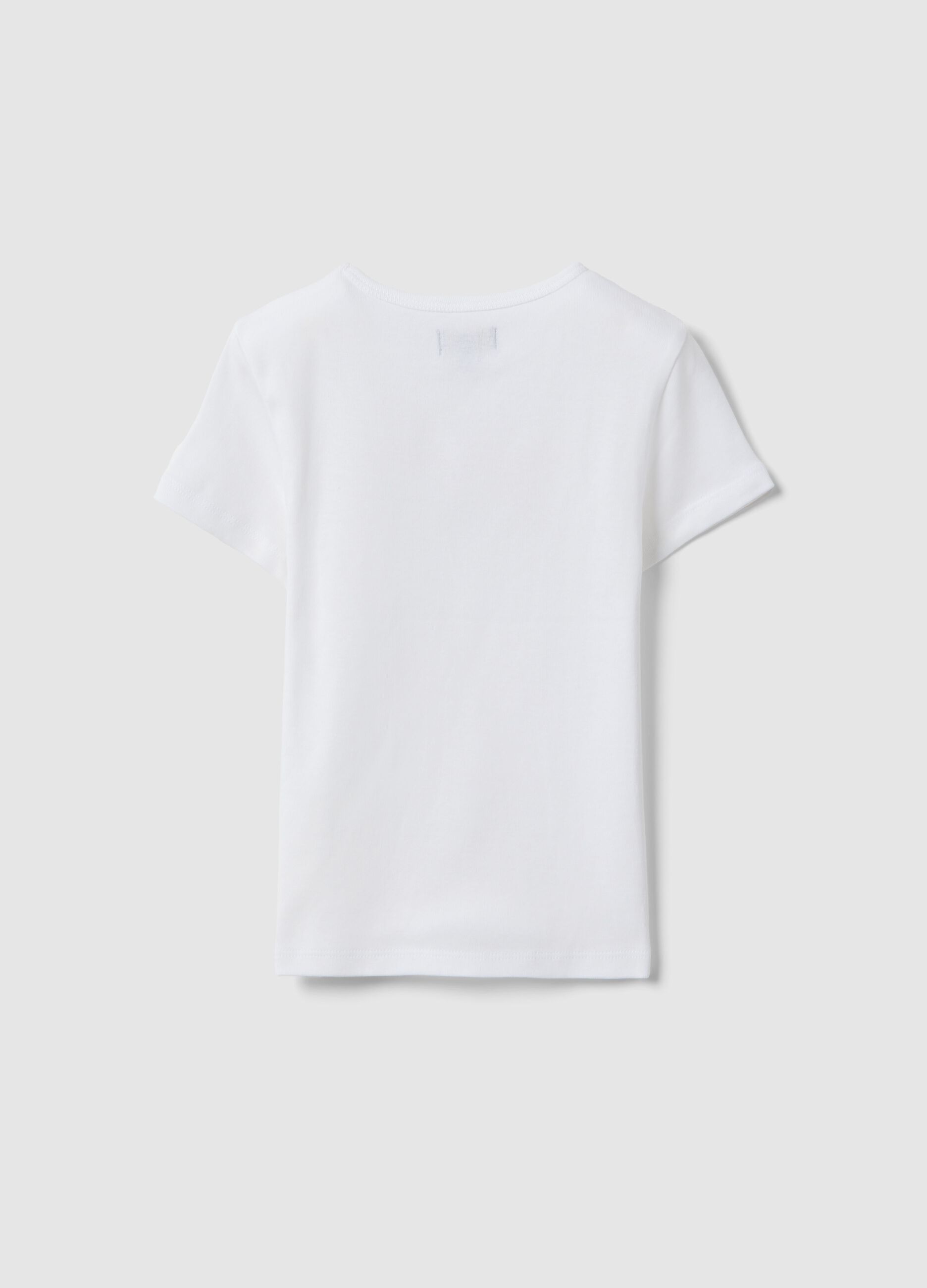 Girls' pure cotton white slim fit t-shirt with teddy bears