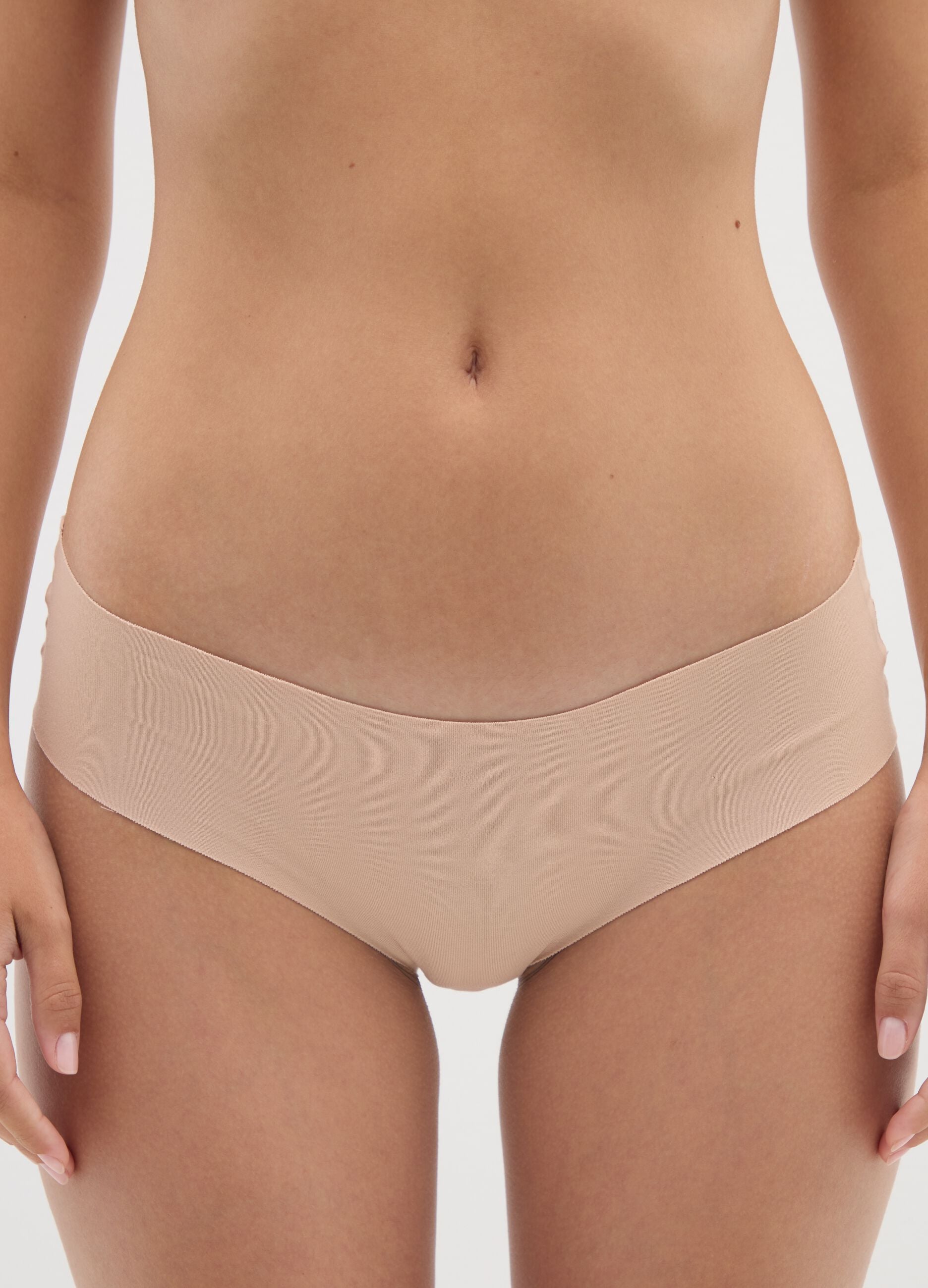 Beige regular fit stretch cotton briefs