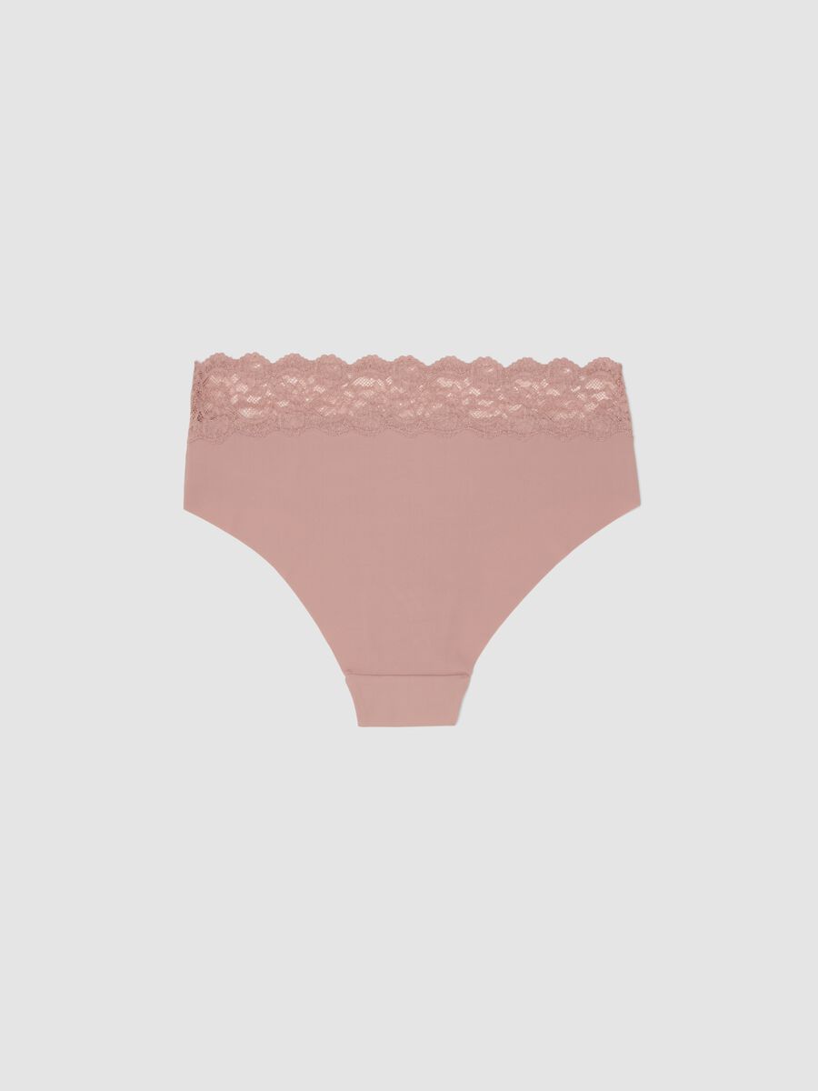 Pink stretch microfibre briefs with lace_1